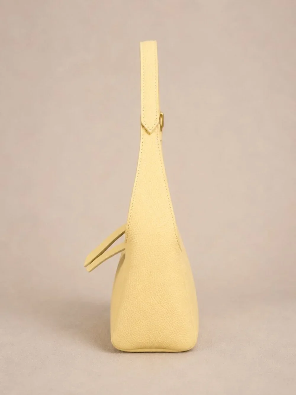 Butter Yellow Italian Leather Small Crossbody Shoulder Bag, Pebbled Handbag